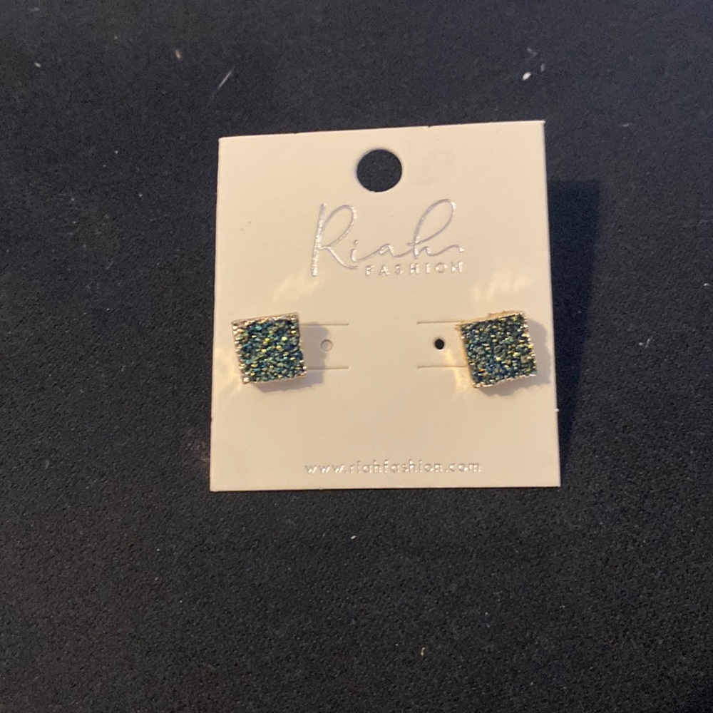 Druzy Square Post Earrings